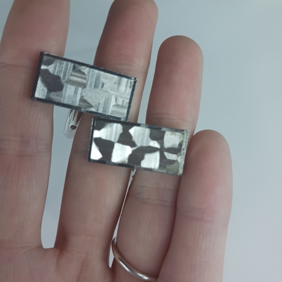 Silver Rectangle Cuff Links. - Picture 3 of 6